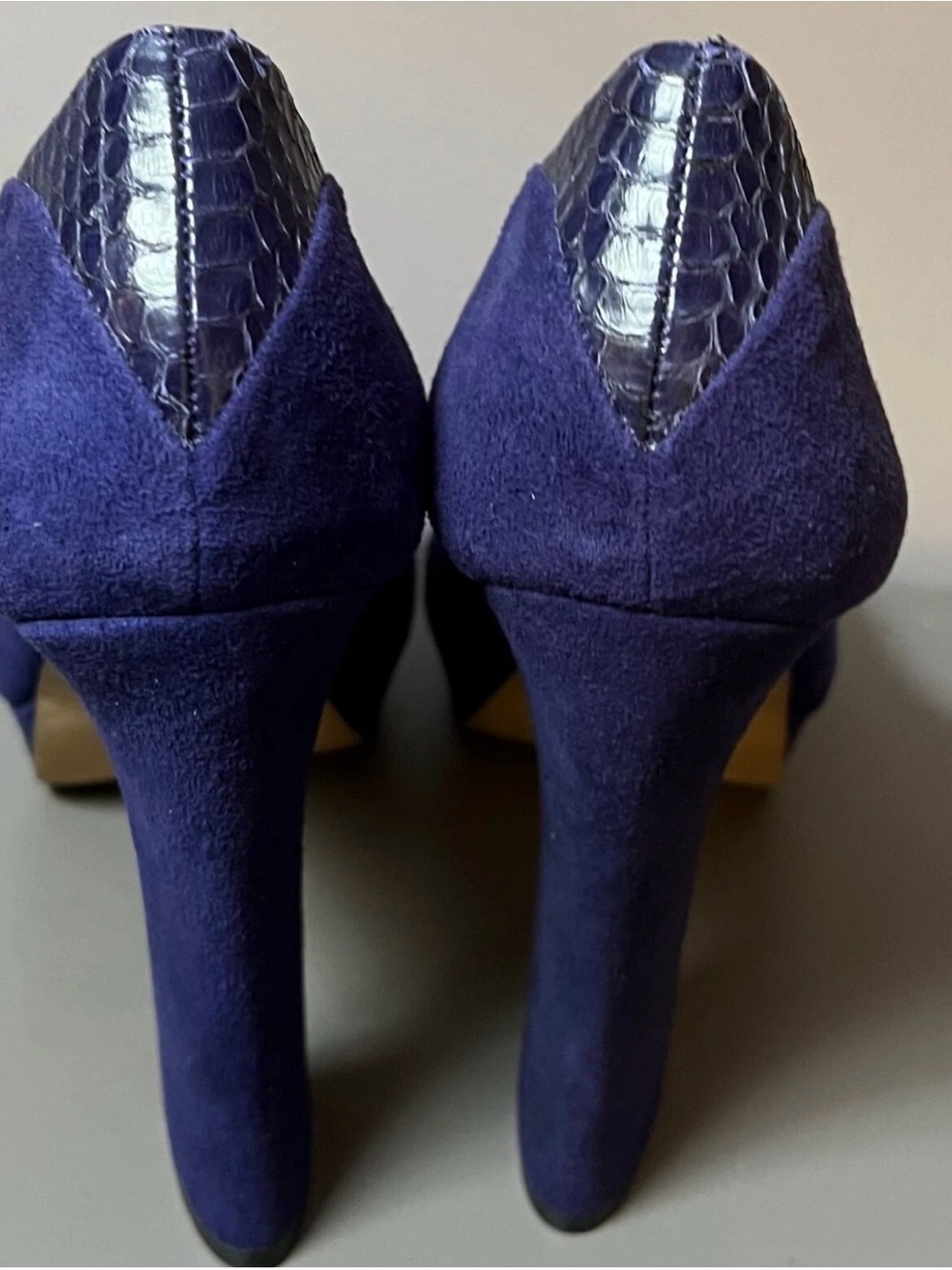 Sam Edelman Women's Blue Suede Peep-Toe Platform Pumps - Picture 5 of 10